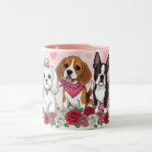 Adorable Dog Trio Roses Pet Lover Coffee Mug Tweekleurige Koffiemok (Center)