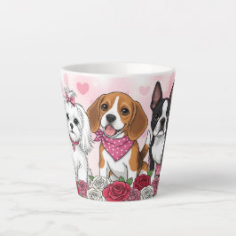 Adorable Dog Trio Roses Pet Lover Latte Mok