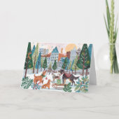 Adorable Dogs Pet Dog Lover Christmas City Park Feestdagen Kaart (Voorkant)