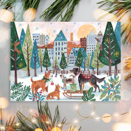 Adorable Dogs Pet Dog Lover Christmas City Park Feestdagenkaart