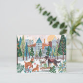 Adorable Dogs Pet Dog Lover Christmas City Park Feestdagenkaart (Staand voorkant)