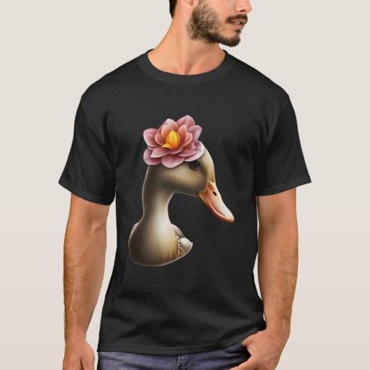 Adorable Duck With A Flower Beautiful Duck Flower T-shirt (Voorkant)
