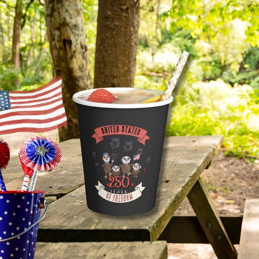 Adorable Eagle Family US 250 Years of Freedom Papieren Bekers