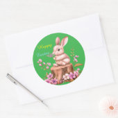 Adorable Easter Bunny on Tree Stump Sticker (Envelop)