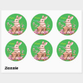 Adorable Easter Bunny on Tree Stump Sticker (Vel)