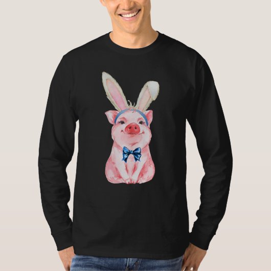 Adorable Easter Pig With Easter Bunny Ears Easter  T-shirt (Voorkant)