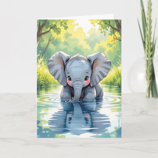 Adorable Elephant and Coloring Page Birthday Kaart (Voorkant)