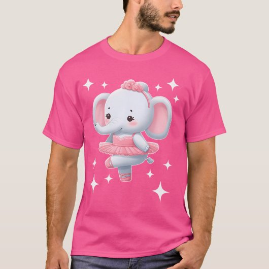 Adorable Elephant Ballerina Dancing Art T-shirt (Voorkant)