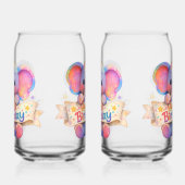 Adorable elephant, happy birthday frosted can glas (Links)