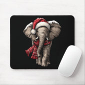 Adorable Elephant In Santa Hat Snowy Winter Christ Muismat (Met muis)