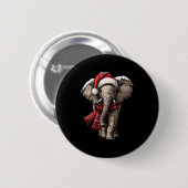 Adorable Elephant In Santa Hat Snowy Winter Christ Ronde Button 5,7 Cm (Voorkant /achterkant)