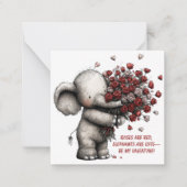 Adorable Elephant Valentine Card Notitiekaartje (Voorkant)