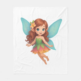 Adorable Fairy with Colorful Wings and Dress Fleece Deken