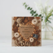 Adorable fall autumn bears pregnancy announcement  kaart (Staand voorkant)
