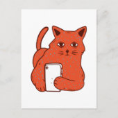 Adorable Fantasy Cat With a Cellphone Briefkaart (Voorkant)