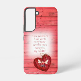 Adorable Faux Red Wood Red Heart Orange Bee Faith Samsung Galaxy Hoesje