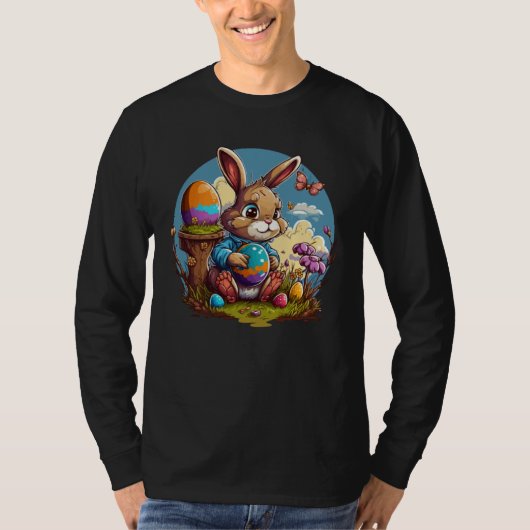 Adorable Festive Easter Kids Cute Easter Bunny Gra T-shirt (Voorkant)