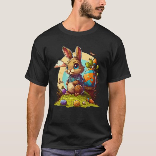 Adorable Festive Easter Kids Cute Easter Bunny Gra T-shirt (Voorkant)