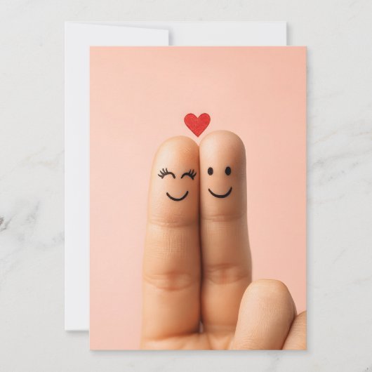 Adorable Finger Couple Art, Cute Finger Faces Kaart (Voorkant)