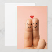 Adorable Finger Couple Art, Cute Finger Faces Kaart (Voorkant / Achterkant)