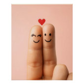 Adorable Finger Couple Art, Cute Finger Faces Perfect Poster (Voorkant)