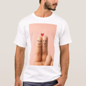 Adorable Finger Couple Art, Cute Finger Faces T-shirt (Voorkant)