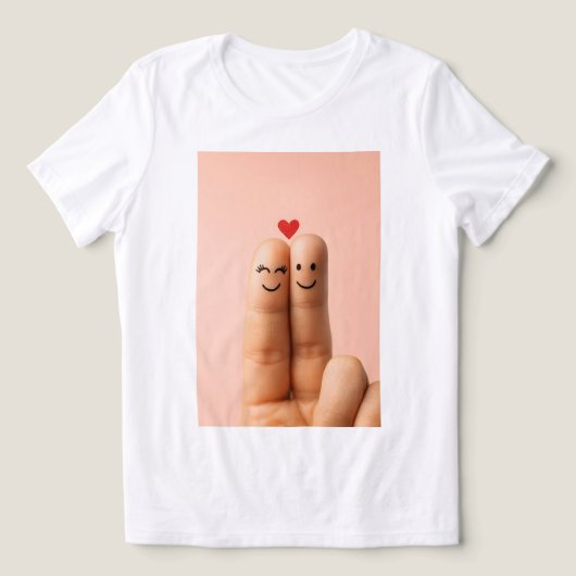 Adorable Finger Couple Art, Cute Finger Faces Tri-Blend Shirt (Design voorkant)