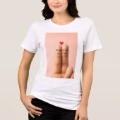 Adorable Finger Couple Art, Cute Finger Faces Tri-Blend Shirt (Voorkant)