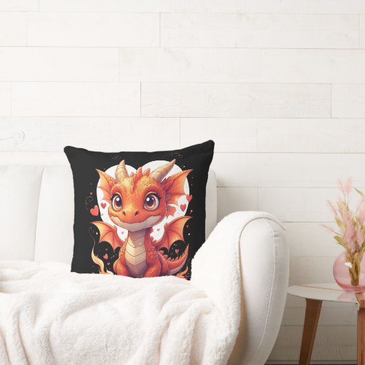 Adorable Fire Baby Dragon Pillow Kussen (Bank)