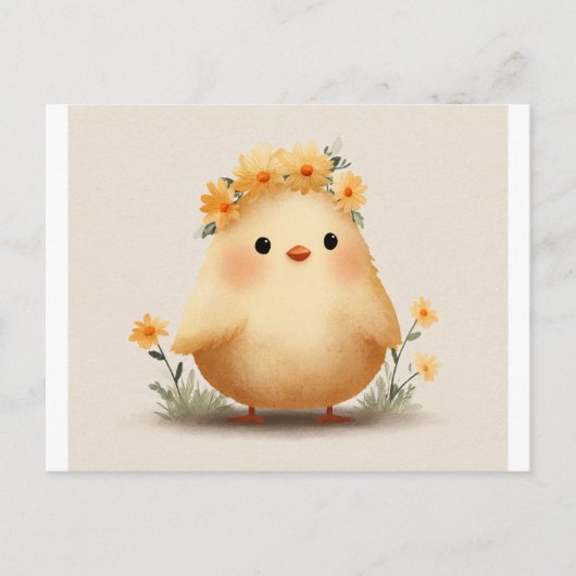 Adorable Flower Crown Chick Postcard Briefkaart (Voorkant)