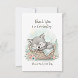 Adorable, fluffy baby wolf  Baby Shower  Bedankkaart