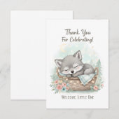 Adorable, fluffy baby wolf  Baby Shower  Bedankkaart (Voorkant / Achterkant)