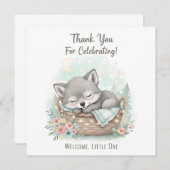 Adorable, fluffy baby wolf  Baby Shower  Bedankkaart (Voorkant / Achterkant)