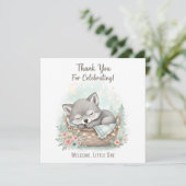 Adorable, fluffy baby wolf  Baby Shower  Bedankkaart (Staand voorkant)