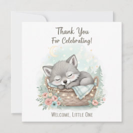 Adorable, fluffy baby wolf  Baby Shower  Bedankkaart