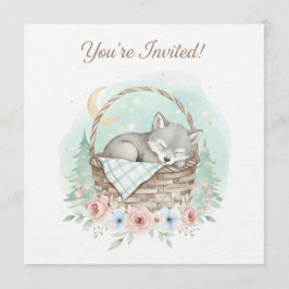 Adorable, fluffy baby wolf  Baby Shower  Kaart