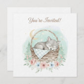 Adorable, fluffy baby wolf  Baby Shower  Kaart (Voorkant / Achterkant)