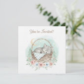 Adorable, fluffy baby wolf  Baby Shower  Kaart (Staand voorkant)