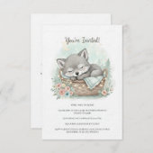 Adorable, fluffy baby wolf  Baby Shower  Kaart (Voorkant / Achterkant)