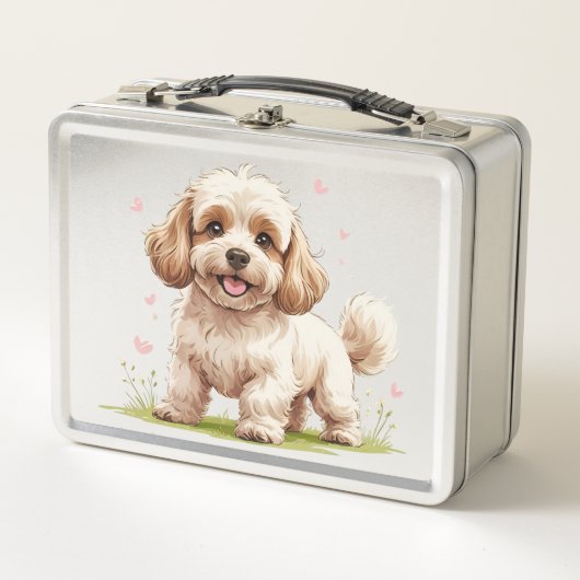 Adorable Fluffy Cockapoo Puppy Lunch Box  (Voorkant)
