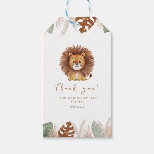 Adorable Fluffy Lion Birthday Cadeaulabel (Voorkant)