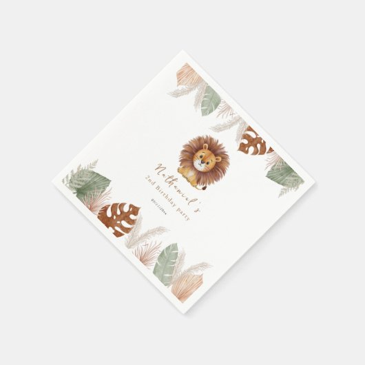 Adorable Fluffy Lion Birthday Servet (Hoek)