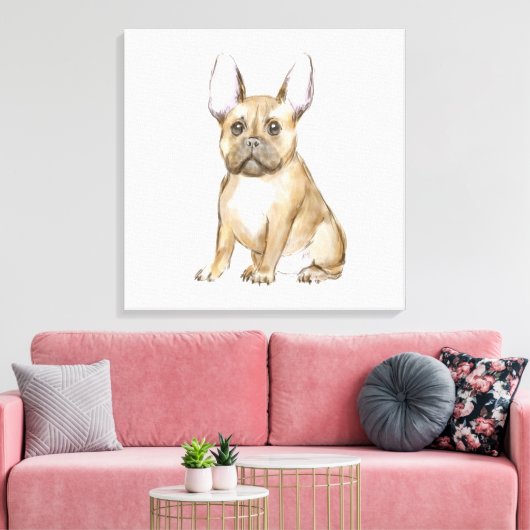 Adorable french bulldog puppy canvas afdruk (Insitu (Woonkamer))