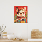 Adorable French Bulldog with Christmas Gifts Poster (Keuken)