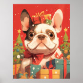 Adorable French Bulldog with Christmas Gifts Poster (Voorkant)
