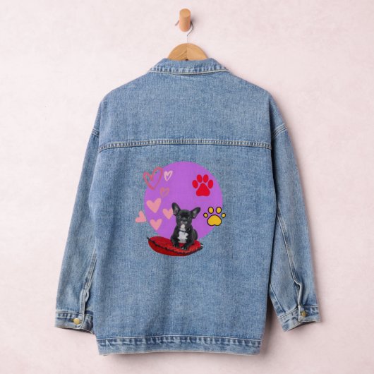 Adorable frienchie puppy with hearts denim jacket (Hangar)