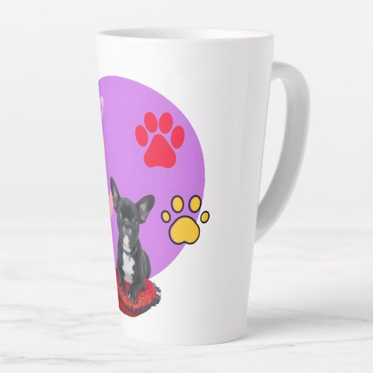 Adorable frienchie puppy with hearts  latte mok (Rechterhoek)