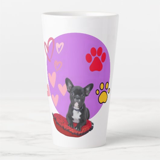Adorable frienchie puppy with hearts  latte mok (Voorkant)