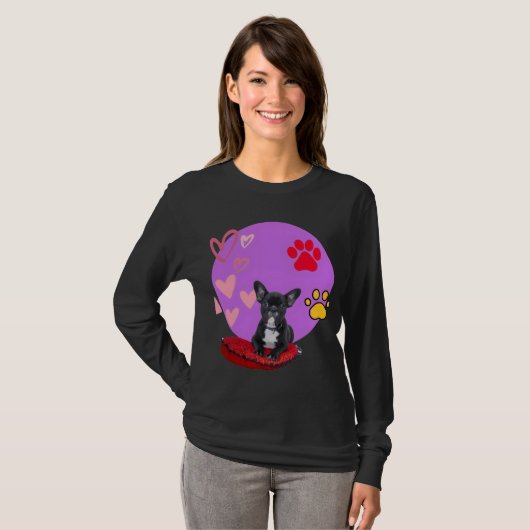 Adorable frienchie puppy with hearts  t-shirt (Voorkant volledig)