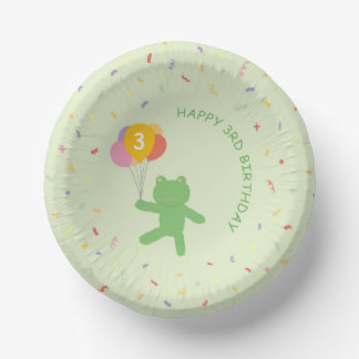Adorable Frog Holding Balloon Birthday Paper Bowls Papieren Kommen